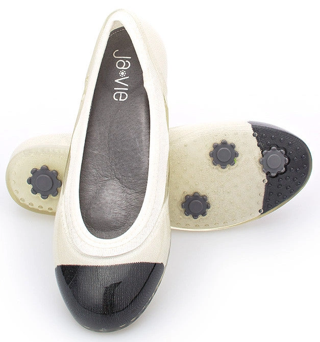 Ja-Vie Black & White Jelly Flats: Effortless Chic for Sunny Days